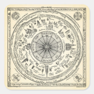 Sticker Carré Map of Oxford view from the Bodleian