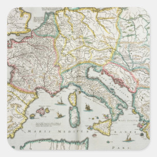 Sticker Carré Map of the Empire of Charlemagne