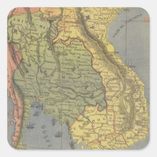 Sticker Carré Map of the Kingdom of Siam