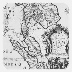 Sticker Carré Map of the Kingdom of Siam