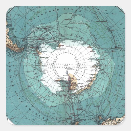 Sticker Carré Map of the South Pole (Devant)