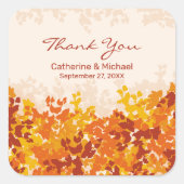Sticker Carré Maple Feuille Orange Terracotta Merci d'automne (Devant)