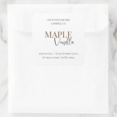 Sticker Carré Maple Vanilla | Elegant Fall Soy Candle Label (Sac)