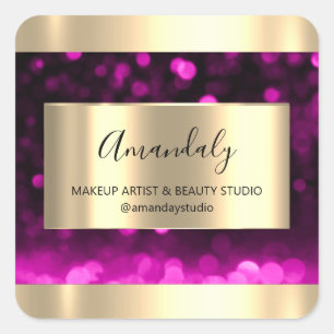 Sticker Carré Maquillage Artiste Boutique encadrée Gold Favorise