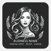 Sticker Carré Maquillage Artiste Coiffure Stylo moderne Noir Bla (Devant)