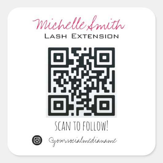Sticker Carré Maquillage Artiste Lashes Brows Black White Qr Cod (Devant)