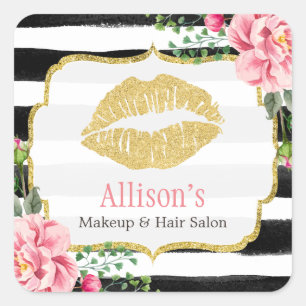 Sticker Carré Maquillage Artiste Lièvres Or Blush rose floral ra