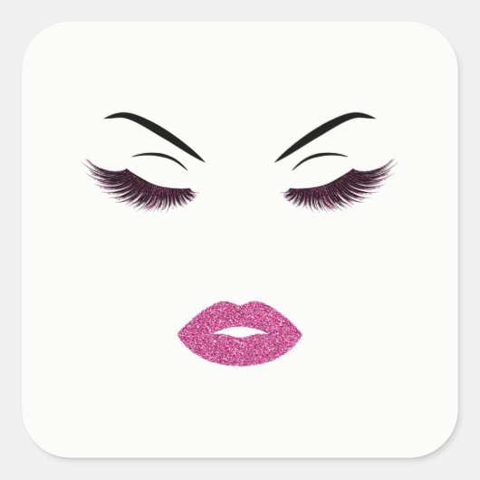 Sticker Carré Maquillage avec effet parties scintillant (Devant)
