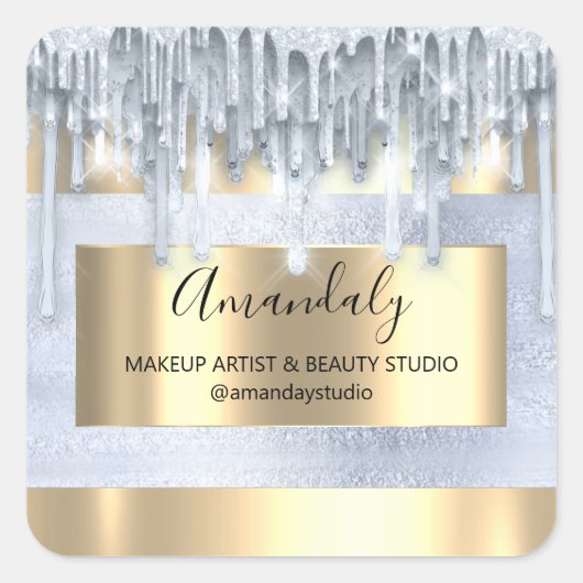 Sticker Carré Maquillage Beauté Parties scintillant Gold Frame B (Devant)