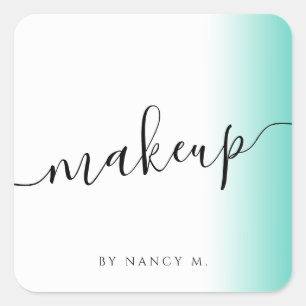 Sticker Carré Maquillage blanc menthe à dégradé minimal moderne