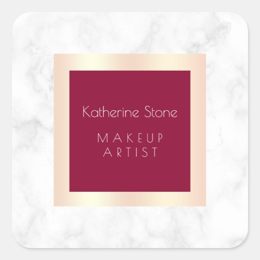 Sticker Carré Maquillage élégant moderne or rose marbre blanc (Devant)