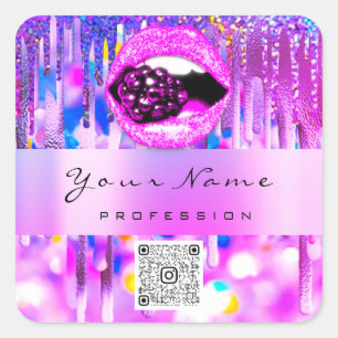 Sticker Carré Maquillage Kiss Lip Holograph Driry QRCODE LOGO