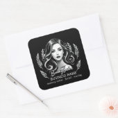 Sticker Carré Maquilleur Coiffeur Moderne Noir Blanc Or (Enveloppe)