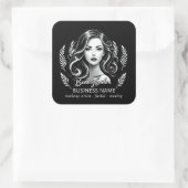 Sticker Carré Maquilleur Coiffeur Moderne Noir Blanc Or (Sac)