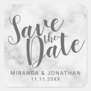 Sticker Carré Marbre blanc élégant classique mariage Enregistrer