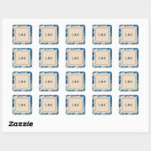 Sticker Carré Marbre Bleu Marbre Moderne Côtier Mariage Favorise (Feuille)