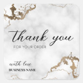Sticker Carré Marbre Faux Or Élégant Merci Pour Achat (Devant)