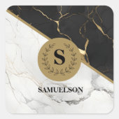 Sticker Carré Marbre Intemporel Monogrammé  (Devant)