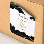 Sticker Carré Marbre Noir Et Or Agate Moderne Mariage Élégant