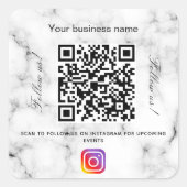 Sticker Carré Marbre nom d'entreprise qr code instagram (Devant)