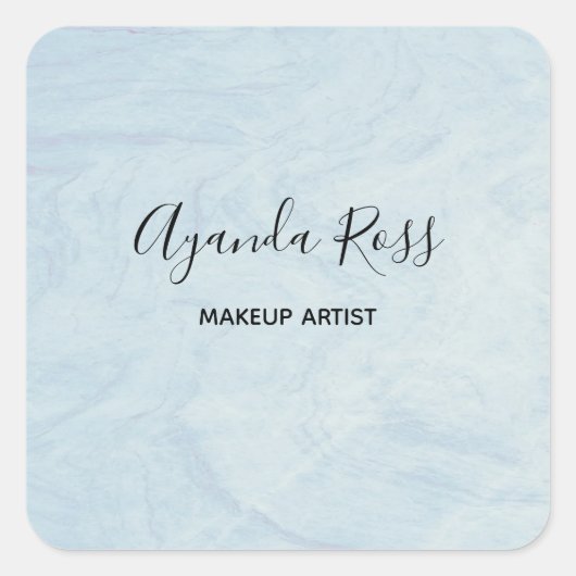 Sticker Carré Marbre pastel bleu (Devant)