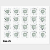 Sticker Carré Marbre Terrazzo Vert Bleu Moderne Monogramme (Feuille)