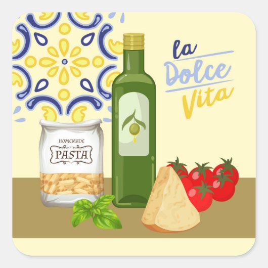 Sticker Carré Marché de la vie italienne (Devant)