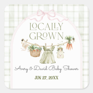 Sticker Carré Marché de producteurs locaux Baby Shower fille