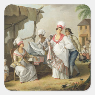 Sticker Carré Marché de toile, Roseau, Dominique, c.1780