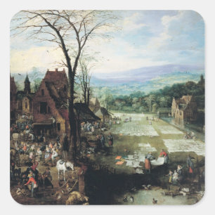 Sticker Carré Marché et terrain de blanchiment, 1620-22