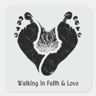 Sticker Carré Marcher dans la foi et l'amour Design chrétien