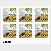 Sticker Carré Marcher des animaux dans le pays (Feuille)