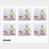 Sticker Carré Marcher le chien - 01 (Feuille)