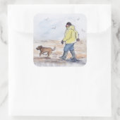 Sticker Carré Marcher le chien - 01 (Sac)