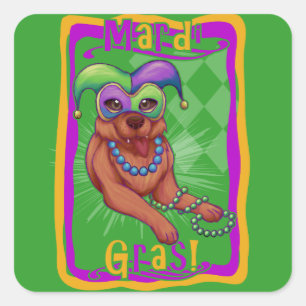 Sticker Carré Mardi Gras Chien