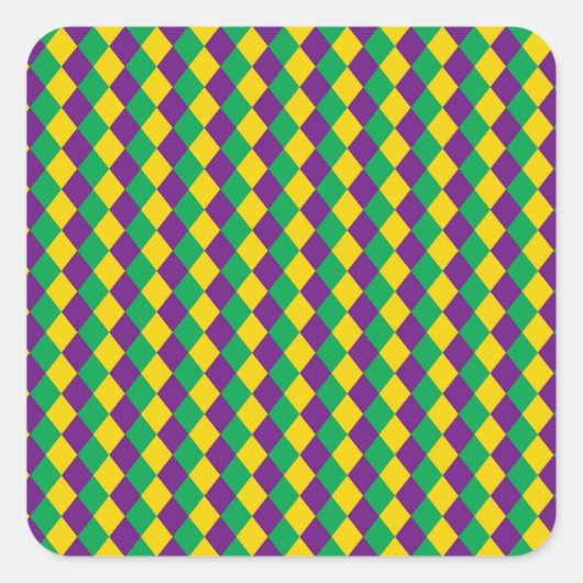 Sticker Carré Mardi Gras Diamonds : Motif festif dynamique (Devant)