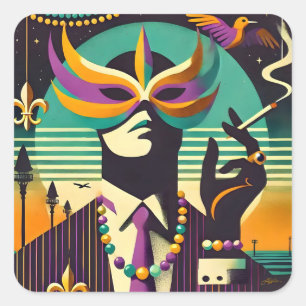 Sticker Carré Mardi Gras l'Homme qui Fume