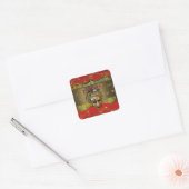 Sticker Carré Mardi Gras Masque souriant Notes musicales métalli (Enveloppe)