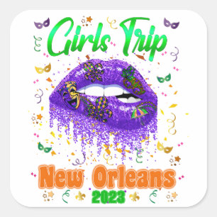 Sticker Carré Mardi Gras New Orleans Girl Trip