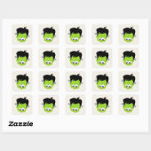 Sticker Carré Mare Green Frankenstein Monster face Halloween (Feuille)