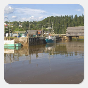 Sticker Carré Marée moyenne dans la baie de Fundy à St. Martins,