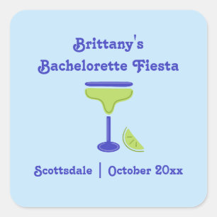 Sticker Carré Margarita Lime Bachelorette Fiesta Party Favoriser