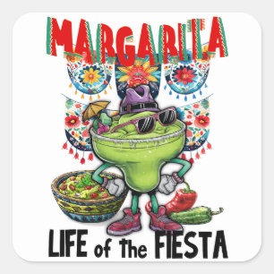 Sticker Carré Margarita Vie de la Fiesta, Cinco de Mayo