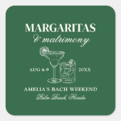 Sticker Carré Margaritas & Mariage Bachelorette Week-end (Devant)