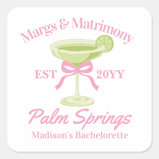 Sticker Carré Margs et Matrimoni Margs Bachelorette Party (Devant)