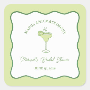 Sticker Carré "Margs & Matrimony" Lime Margarita Enterrement de 