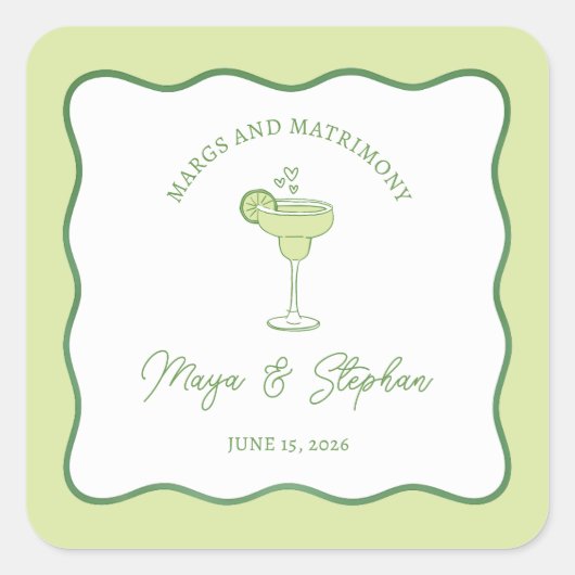 Sticker Carré "Margs & Matrimony" Simple Lime Margarita Wedding (Devant)