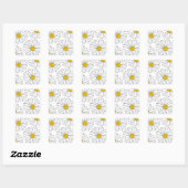 Sticker Carré Marguerite jaune et blanc (Feuille)