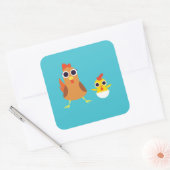 Sticker Carré Maria & Bandit les poulets (Enveloppe)