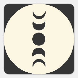 Sticker Carré Mariage à la phase lunaire Luxe Noir & Crème 